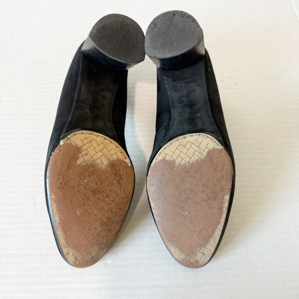 Cole Haan Nella Womens Black Suede Office Siren Block Heel Pumps Size 7.5